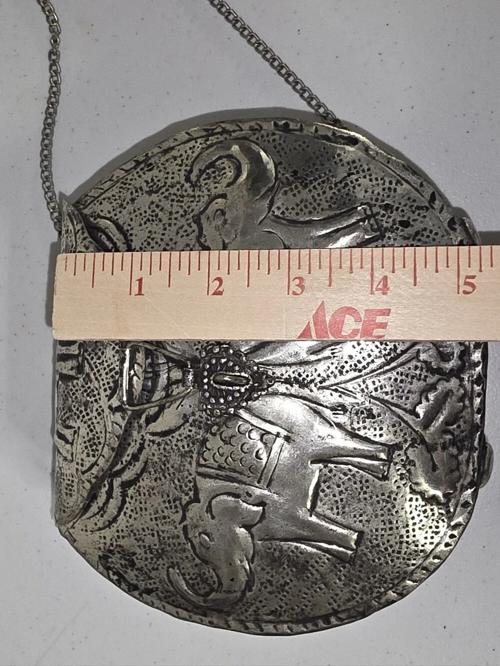 Ethnic Silver Women Gift Silver Etched Metal Elephant Bag Bridal Party Purse